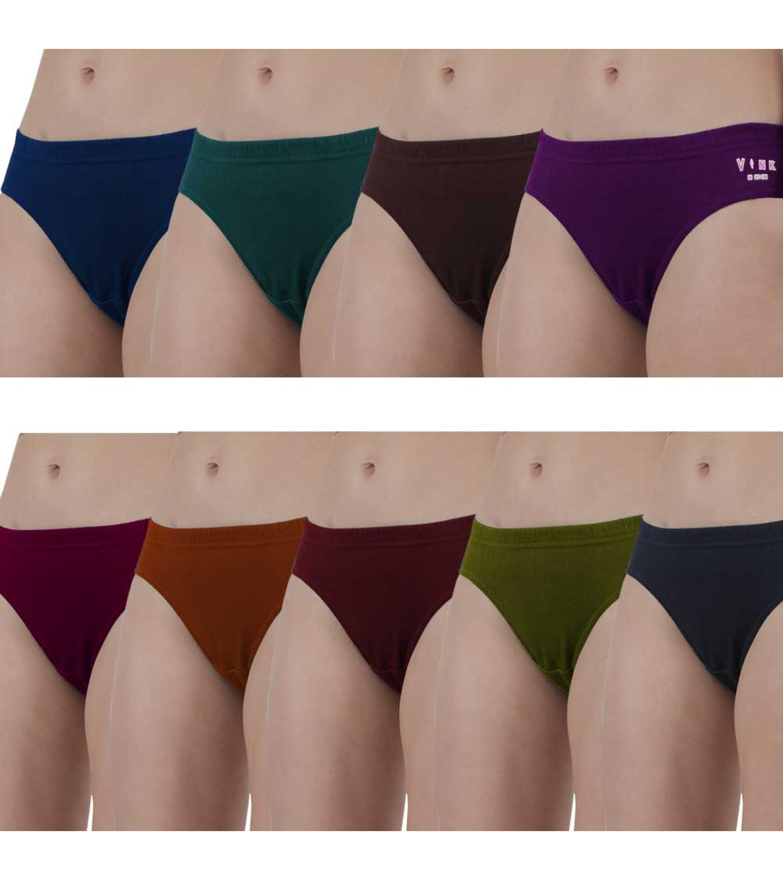 Vink Multicolor Womens Plain Panties 9 Pack Combo with Inner Elastic